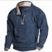 Solid Color Sweater Men's Casual Sweater Stand-up Collar Placket Zipper Fleece Sweater Autumn And Winter Top Men_viptrois.com