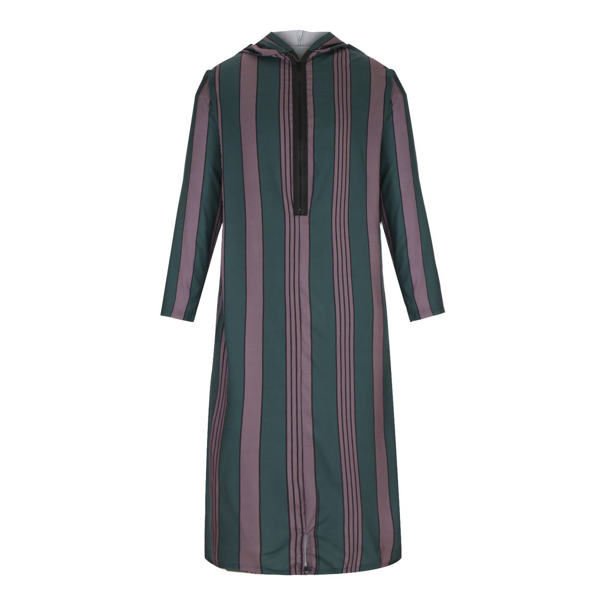 Men's Clothing ethnic style men's clothing 2024 autumn new color matching striped long Muslim robe hoodie_viptrois.com