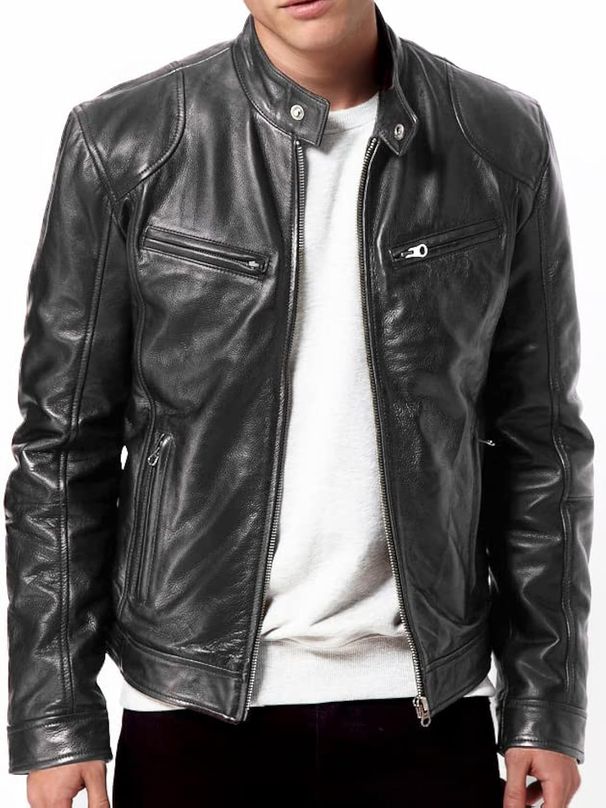 Men's Retro True Brown Motorcycle Jacket New High Quality Men's Casual Coat Men's Black Genuine Lambskin Leather Biker Jacket_viptrois.com