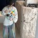 Autumn New Children's Jeans Korean Style Hand Painted Boys And Girls Fashionable Denim Trousers_viptrois.com