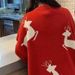 Pure Christmas Year Red Long Sleeve Men, Loose Fit, Versatile Crew Neck Knitwear, New Cross-Border Couple Sweater For Autumn_viptrois.com