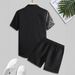 Men's Clothing Retro Contrasting Pattern Printing Cross Border Vacation Shirt Shorts Two Piece Set_viptrois.com