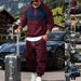 Men's Heavyweight Fleece Hoodie & Joggers Set – Minimalist Embroidered Workwear Style For Outdoor & Commuting (Burgundy, Camel, Grey, Black, Navy)_viptrois.com