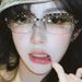 Internet Celebrity Same Style Diamond Sunglasses Retro Millennial Style Hot Girl High End Sense Ins Plain Sunglasses Anti Ultraviolet_viptrois.com