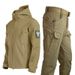 Pulse Pulse Outdoor Shark Skin Soft Shell Set For Men, Spring, Autumn, Winter, Military Style, Windproof, Breathable, Fleece-Lined,_viptrois.com