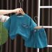 New Foreign Trade Boys Short Sleeved Casual Solid Color Children's Clothing Two Piece Korean Style Fashion Suit Manufacturers Wholesale_viptrois.com