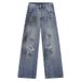 Men's Clothing Dirty Dyed Ripped Jeans For Men All Seasons Trendy Brand Design Wide Leg Pants Cleanfit Loose Trousers_viptrois.com