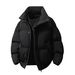 Vintage Short Puffer Jacket For Men - Starry Night Design Stand Collar Winter Coat, Punk Streetwear, Oversized Fit_viptrois.com
