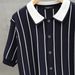 Men's Clothing Summer New Style Men's T-Shirt Cardigan Loose Fit Turn Down Collar Short Sleeve Knit Polo Shirt Striped Top_viptrois.com