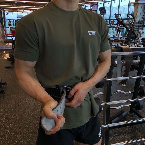 Ins Fitness Short Sleeved Men's Muscle Breathable Elastic Basketball Training Shirt Brother Simple Cotton Round Neck_viptrois.com