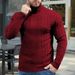 Men's Slim Fit High Neck Sweater, Casual Knit Pullover, Solid Color Base Layer, Machine Washable Cotton Blend, Wrinkle-Resistant_viptrois.com