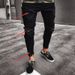 Loom Cross-Border Exclusive Jeans New Black Ripped Stretch Zipper Men's Skinny Pants European And American Trend_viptrois.com