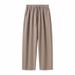 Men's Clothing Cut Ice Silk Curved Trousers For Men, Loose Fit, Versatile Casual Pants, Comfortable And Breathable Solid Color Long Pants For Couples._viptrois.com