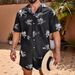 Men's Clothing Hawaiian Seaside Holiday Style Quick Drying Breathable And Comfortable Cuban Collar Single Breasted Drawstring Shorts MB5 MA1_viptrois.com