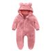 Spring And Autumn Cute Plush Jumpsuit For Boys And Girls Baby Warm Ears Hooded Threaded Cuffs For Going Out Crawling Clothes_viptrois.com
