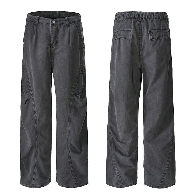 Deconstructed Cargo Pants – Unisex Relaxed Fit Patchwork Workwear Trousers With Straight Leg & Retro Styling_viptrois.com