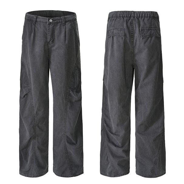 Deconstructed Cargo Pants – Unisex Relaxed Fit Patchwork Workwear Trousers With Straight Leg & Retro Styling_viptrois.com