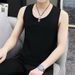 Men's Clothing Vest Men's Summer New Simple Short Sleeved Solid Color Slim Sleeveless Thin Casual T Tops_viptrois.com
