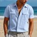 Men's Summer American Loose Beach Breathable Casual Linen Multi Pocket Buttoned Workwear Short Sleeved Shirt_viptrois.com