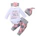Girls Autumn And Winter New Korean Style Hot Selling Long Sleeved Letter Printed Top + Flower Pants Four Piece Set_viptrois.com
