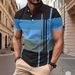 Men's Clothing Summer European And American Men's Daily Casual Striped Print Lapel Short Sleeved Polo Shirt_viptrois.com