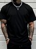 Maglietta Uomo Girocollo 180g Cotone Puro Stampa Alfabeto, Tessuto Leggermente Elastico, Collezione Estiva Sportiva Casual Trendy_viptrois.com