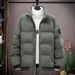Men’s Oversized Quilted Jacket – Winter Stand Collar Coat With Ribbed Hem (Black/Red/Army Green, M-5XL, Relaxed Fit)_viptrois.com