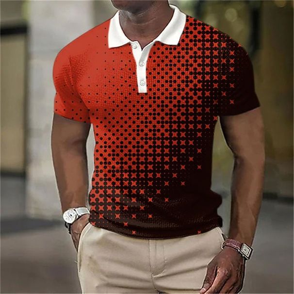 New Men's Polo Shirt Printed Short Sleeve European Size T-Shirt Top_viptrois.com