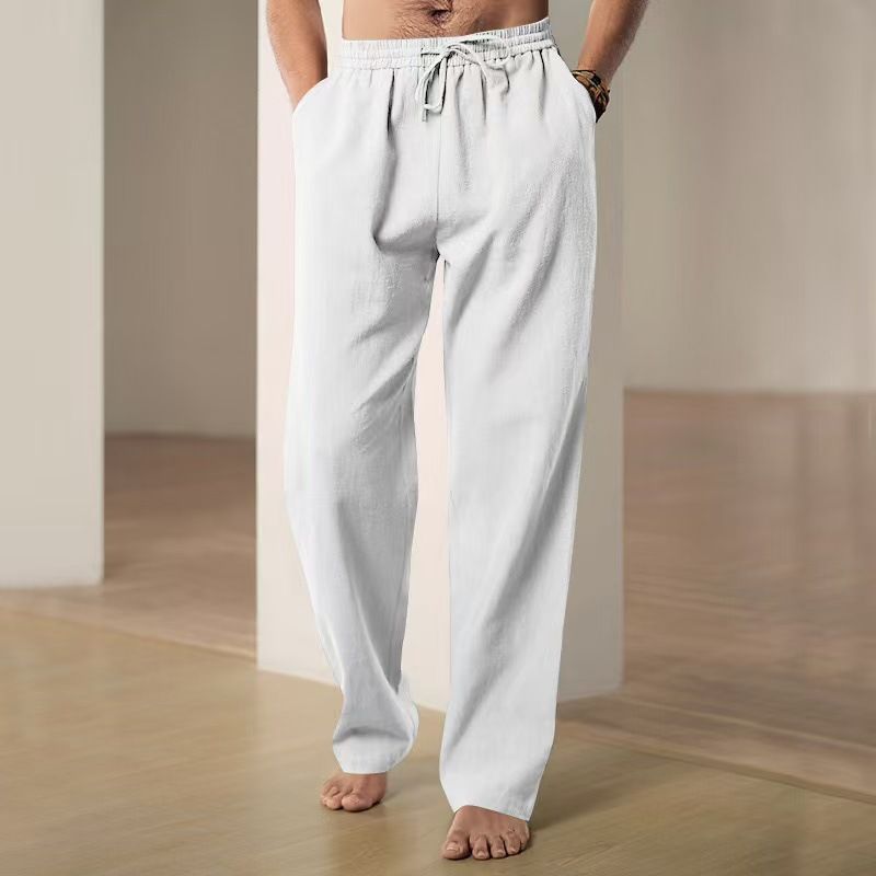 Cross-Border European And American Trade New Casual Solid Color Cotton Linen Long Loose Large Size Breathable Versatile_viptrois.com