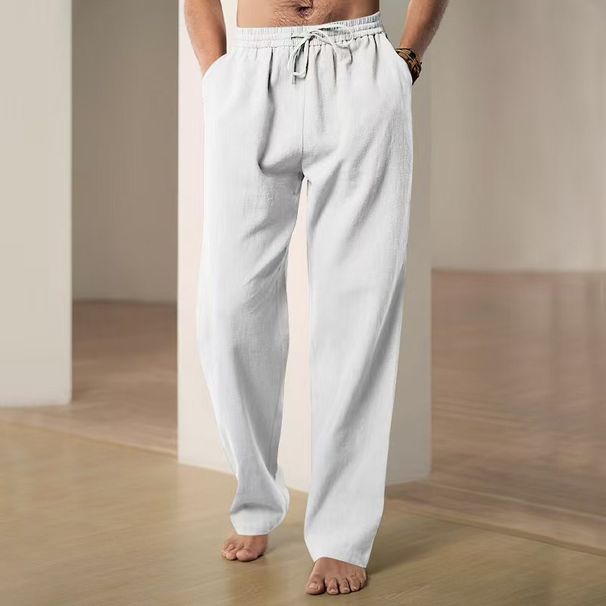 Cross-Border European And American Trade New Casual Solid Color Cotton Linen Long Loose Large Size Breathable Versatile_viptrois.com