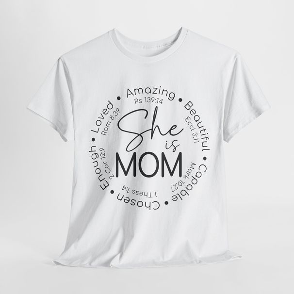 She Is Mom Circle Layout T-Shirt Mens Womens Tees Top | Trendy Mother Tee | Cute Gift Idea For Moms_viptrois.com