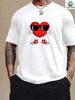 Maglietta Uomo 180g Cotone Puro Estivo Stampa Bambola Cuore Occhiali, Vestibilità Regolare Comoda Design Originale Casual Trendy_viptrois.com