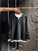 "Men's Heavyweight Faux Two-Layer Sweatshirt – Crew Neck Relaxed Fit Fleece Lined Pullover, Autumn Casual Solid Color Top (Black/Khaki, M-4XL)"_viptrois.com