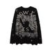 Loom Dark European An American Goess Of Liberty Distresse Unisex Lazy Style Long Sleeve Loose Casual Knitte Sweater_viptrois.com