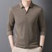 Scissor Collar Long Sleeve T-Shirt Men, Spring And Autumn New Simple Versatile Solid Color Polo Shirt Top For Men_viptrois.com