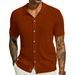 Men's Clothing European And American Men's Casual Knitted Shirts Summer New Solid Color Tops Men's Short Sleeved Lapel Hollow Breathable_viptrois.com