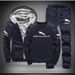 Men's Fleece-Lined Hoodie Jogger 3-Piece Set | Winter Warm Sportswear | Thermal Lined For Cold Weather | Sizes M-4XL (Black/Gray/Navy/Blue)_viptrois.com