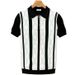 Striped Collared Short Sleeved Knit Sweater Thin Style Summer Men's Top_viptrois.com