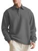 Men's Clothing Texture Jacquard Solid Color Men's Long Sleeved Polo Shirt Foreign Trade Button New Lapel Loose Sweatshirt_viptrois.com