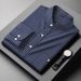 Men's Clothing Plus Size Long Sleeved Stand Up Collar Striped Shirt Men's Spring And Autumn New Fat Guy Fat Brother Large Loose Casual Shirt Trend_viptrois.com