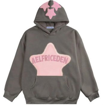 Men's Retro Fleece Hoodie With Spray Print & Towel Embroidery, Streetwear Pullover, Loose Fit, Trendy Design, Unisex Casual Sweatshirt_viptrois.com