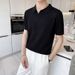Summer New Men's Short Sleeve Polo Shirt Hollow Rhombus Elastic Cotton Fashion Lapel Men's Short Sleeve POLO Shirt_viptrois.com