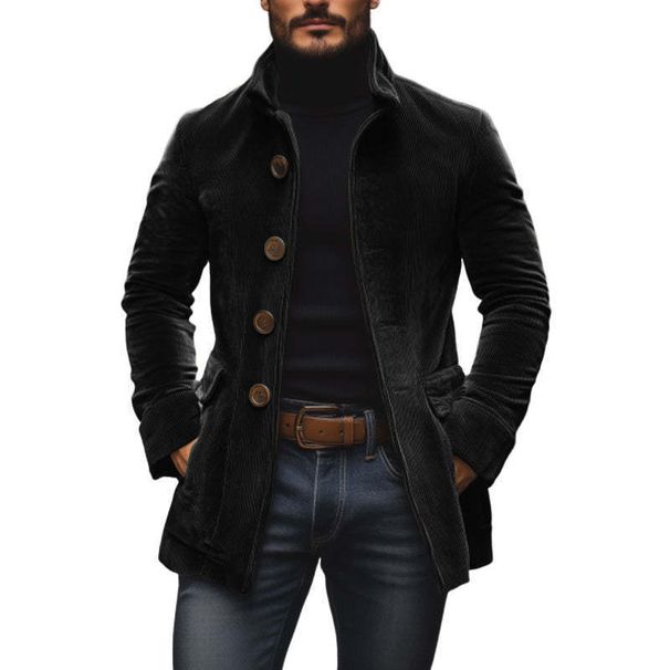 Monochrome Man- European American Cross-Border Pocket Button Solid Color Cardigan Suit Men's Spring And Autumn Stand Collar Jacket_viptrois.com