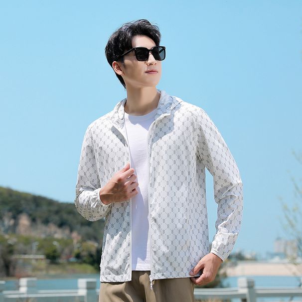 Men's Lightweight Printed Sun Protection Hoodie – UPF 50+ B-Logo Full-Zip Jacket For Summer Outdoor & Streetwear (L-5XL, 4 Colors, Anti-UV)_viptrois.com