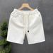 Men's Light luxury big brand style white jacquard shorts men's summer trendy brand five-quarter pants 2023 new men's half pants_viptrois.com