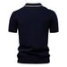 The 2025 Summer New Men's Lapel Short-sleeved Knitted Polo Stripe Patchwork European Size Short-sleeved Shirt_viptrois.com