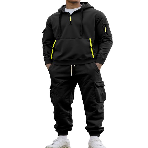 2026 High Quality Fashion Tracksuits Youth/Men Hooded Sweatshirts + Lace-Up Sweatpants Multiple Pockets Flocking Thick Two-Piece Casual Sport Suits_viptrois.com