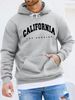 Men's Autumn And Winter Casual Fashionable Loose Hooded Sweatshirt With California Letter Pattern Printed Warm Long Sleeved Pullover_viptrois.com