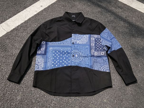 Men's Clothing Spring And Autumn Handsome Casual Splicing Printed Long Sleeve Shirt All Match Fashion Personality Shirt_viptrois.com