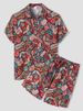 Men's Clothing Trendy Hot Selling Short Sleeved Shirt Suit Retro 3D Printed Flower Shirt_viptrois.com